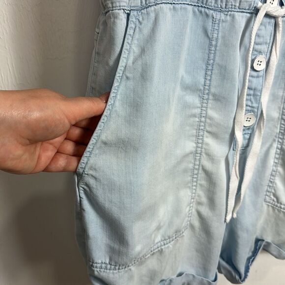 Cloth & Stone Rolled-Hem Short Sleeve Utility Romper In Light Blue Size L - Picture 4 of 11